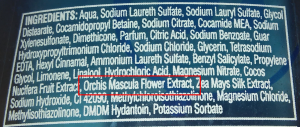 Etiqueta ingredientes champú