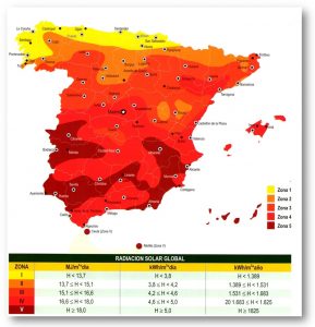 Mapa radiación solar España
